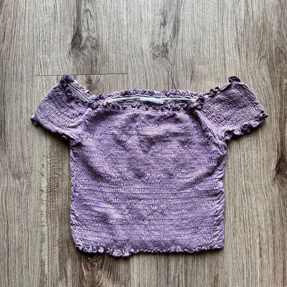 Women's Purple crop top blouse with ruffles Size Medium